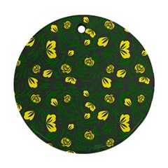 Yellow Flowers Round Ornament (two Sides) by Eskimos