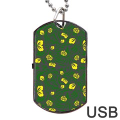 Yellow Flowers Dog Tag Usb Flash (one Side) by Eskimos