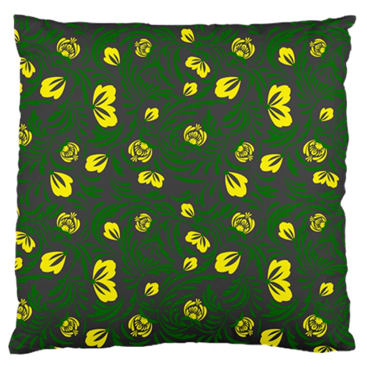 Yellow flowers Large Flano Cushion Case (Two Sides)