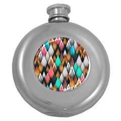 Abstract Triangle Tree Round Hip Flask (5 Oz) by Dutashop