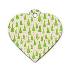 Christmas Green Tree Dog Tag Heart (two Sides) by Dutashop