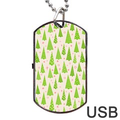 Christmas Green Tree Dog Tag Usb Flash (one Side) by Dutashop