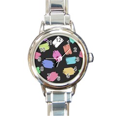 Many Colors Pattern Seamless Round Italian Charm Watch by Dutashop