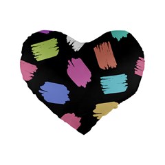 Many Colors Pattern Seamless Standard 16  Premium Flano Heart Shape Cushions by Dutashop