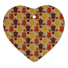 Sea Turtle Sea Life Pattern Heart Ornament (two Sides)