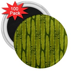 Fern Texture Nature Leaves 3  Magnets (100 Pack) by Dutashop