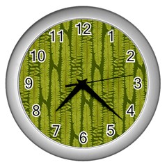 Fern Texture Nature Leaves Wall Clock (silver) by Dutashop