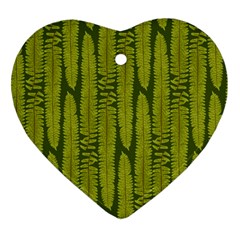 Fern Texture Nature Leaves Heart Ornament (two Sides)