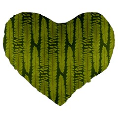 Fern Texture Nature Leaves Large 19  Premium Heart Shape Cushions by Dutashop