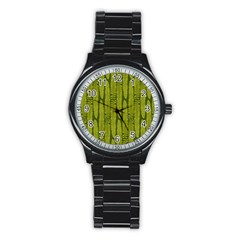 Fern Texture Nature Leaves Stainless Steel Round Watch by Dutashop