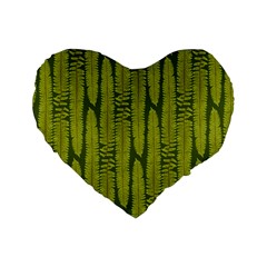 Fern Texture Nature Leaves Standard 16  Premium Flano Heart Shape Cushions by Dutashop