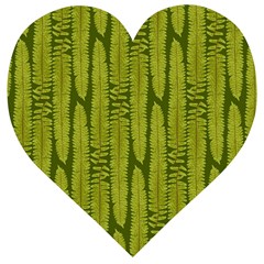 Fern Texture Nature Leaves Wooden Puzzle Heart