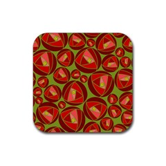 Abstract Rose Garden Red Rubber Coaster (square)  by Dutashop