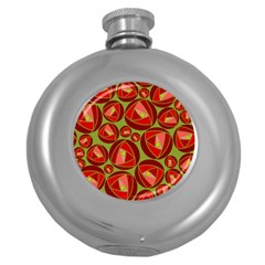 Abstract Rose Garden Red Round Hip Flask (5 Oz) by Dutashop