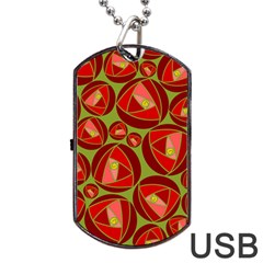 Abstract Rose Garden Red Dog Tag Usb Flash (one Side) by Dutashop