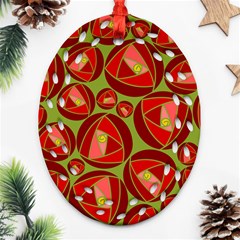 Abstract Rose Garden Red Ornament (oval Filigree)