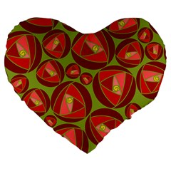 Abstract Rose Garden Red Large 19  Premium Heart Shape Cushions by Dutashop