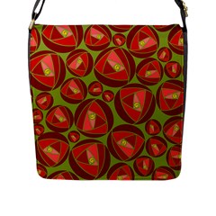 Abstract Rose Garden Red Flap Closure Messenger Bag (l)