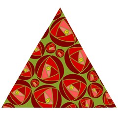 Abstract Rose Garden Red Wooden Puzzle Triangle by Dutashop