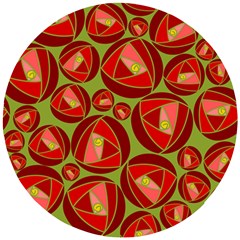 Abstract Rose Garden Red Wooden Puzzle Round by Dutashop