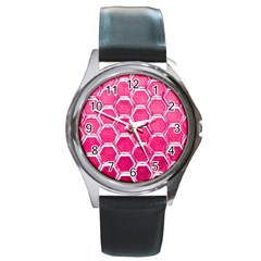 Hexagon Windows Round Metal Watch by essentialimage365