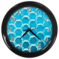 Hexagon Windows Wall Clock (black) by essentialimage365