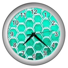 Hexagon Windows Wall Clock (silver) by essentialimage365