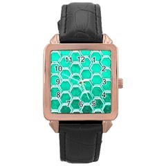 Hexagon Windows Rose Gold Leather Watch  by essentialimage365