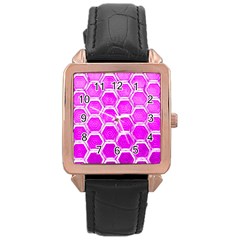 Hexagon Windows Rose Gold Leather Watch 