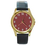 Brandy Brown Round Gold Metal Watch Front