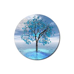 Crystal Blue Tree Rubber Round Coaster (4 Pack)  by icarusismartdesigns