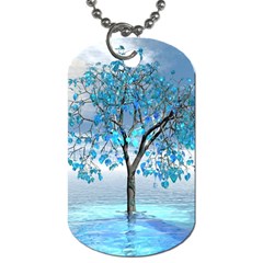 Crystal Blue Tree Dog Tag (one Side) by icarusismartdesigns