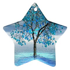 Crystal Blue Tree Star Ornament (two Sides)