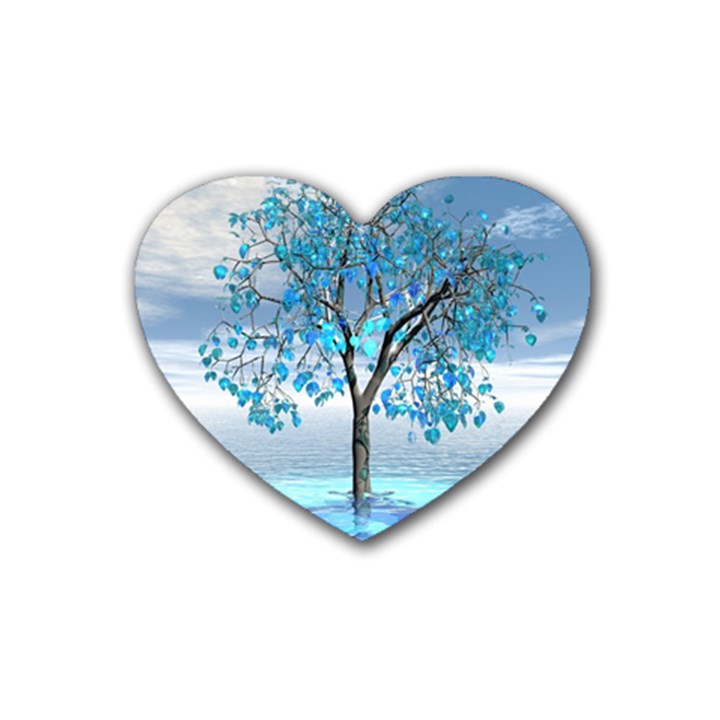 Crystal Blue Tree Heart Coaster (4 pack) 