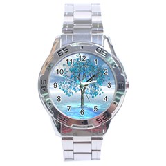 Crystal Blue Tree Stainless Steel Analogue Watch by icarusismartdesigns