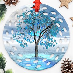 Crystal Blue Tree Ornament (round Filigree)