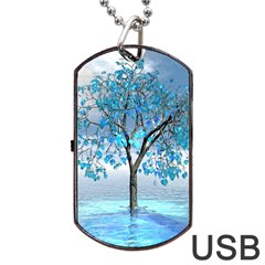 Crystal Blue Tree Dog Tag Usb Flash (one Side) by icarusismartdesigns