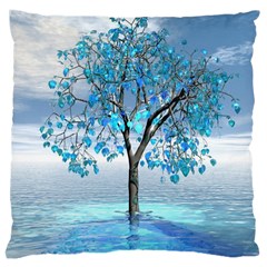 Crystal Blue Tree Large Cushion Case (two Sides) by icarusismartdesigns