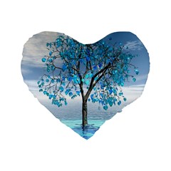 Crystal Blue Tree Standard 16  Premium Heart Shape Cushions by icarusismartdesigns