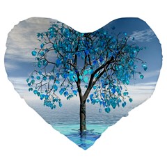 Crystal Blue Tree Large 19  Premium Heart Shape Cushions by icarusismartdesigns