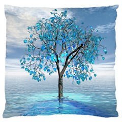 Crystal Blue Tree Large Flano Cushion Case (one Side)