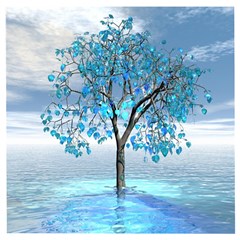 Crystal Blue Tree Wooden Puzzle Square by icarusismartdesigns