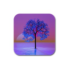 Tree Sunset Rubber Square Coaster (4 Pack)  by icarusismartdesigns