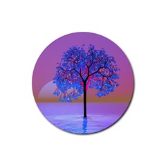 Tree Sunset Rubber Coaster (round)  by icarusismartdesigns