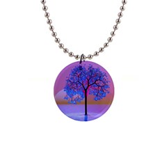 Tree Sunset 1  Button Necklace by icarusismartdesigns