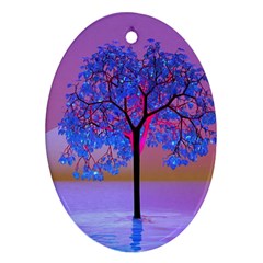 Tree Sunset Oval Ornament (two Sides)