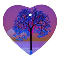 Tree Sunset Heart Ornament (two Sides) by icarusismartdesigns