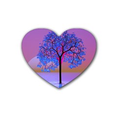 Tree Sunset Rubber Coaster (heart)  by icarusismartdesigns