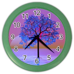 Tree Sunset Color Wall Clock by icarusismartdesigns