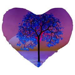 Tree Sunset Large 19  Premium Heart Shape Cushions by icarusismartdesigns